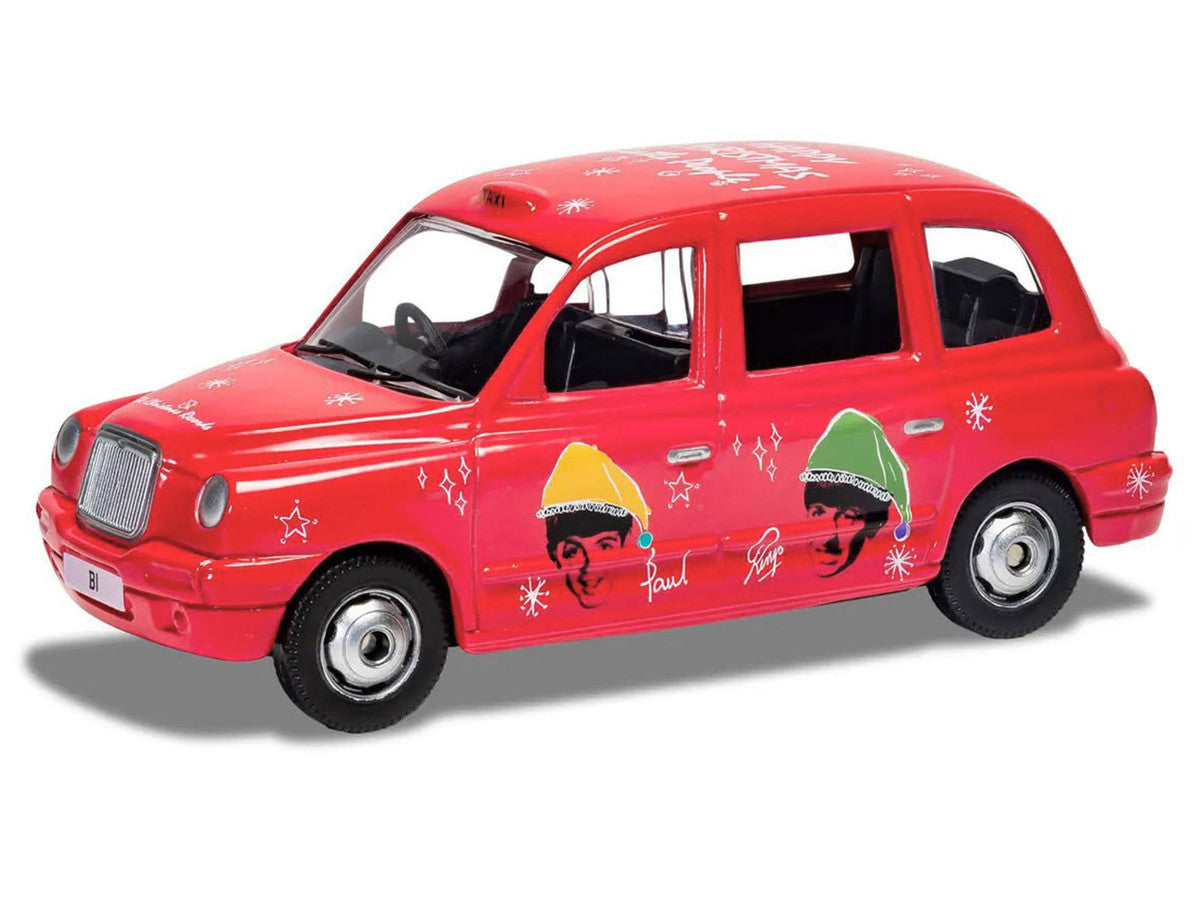The Beatles London Taxi RHD (Right Hand Drive) "Christmas Taxi" Red with Graphics Diecast Model by Corgi LuxuryLifeWay Online Store