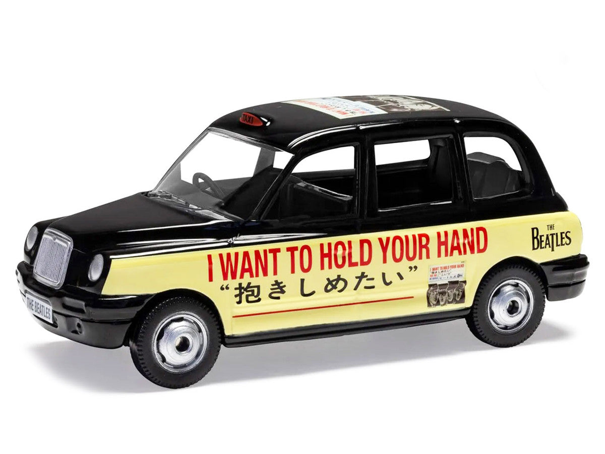 The Beatles London Taxi RHD (Right Hand Drive) "I Want To Hold Your Hand" Black and Cream with Graphics Diecast Model by Corgi LuxuryLifeWay Online Store