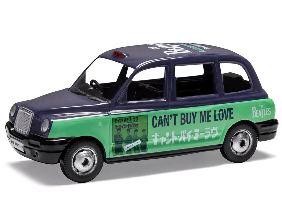 The Beatles London Taxi RHD (Right Hand Drive) "Can't Buy Me Love" Blue and Green with Graphics Diecast Model by Corgi LuxuryLifeWay Online Store
