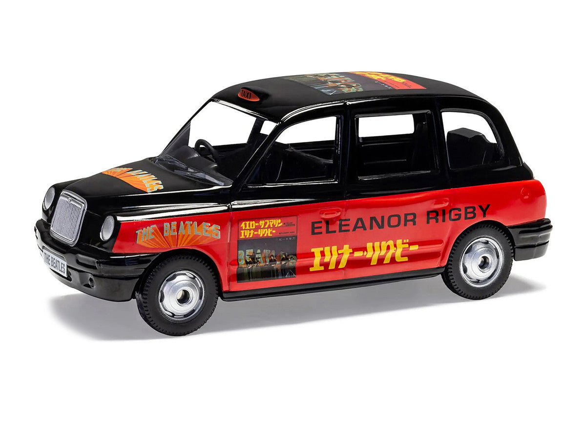 The Beatles London Taxi RHD (Right Hand Drive) "Eleanor Rigby - Yellow Submarine" Black and Red with Graphics Diecast Model by Corgi LuxuryLifeWay Online Store