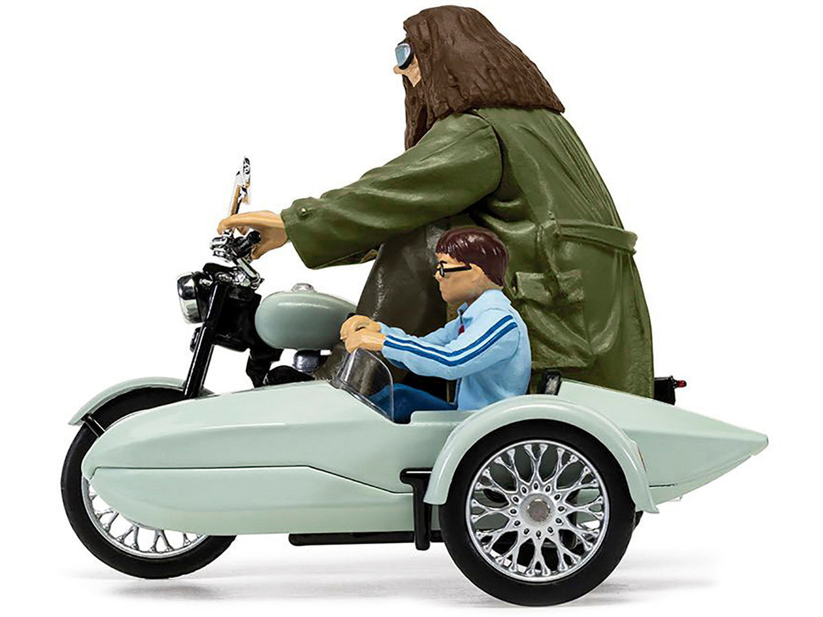 Motorcycle and Sidecar Light Green with Harry and Hagrid Figures "Harry Potter and the Deathly Hallows Part 1" (2010) Movie Diecast Motorcycle Model  by Corgi LuxuryLifeWay Online Store