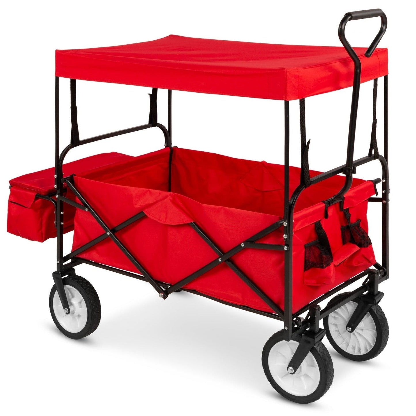 Collapsible Utility Wagon Cart Indoor/Outdoor with Canopy - Red LuxuryLifeWay Online Store