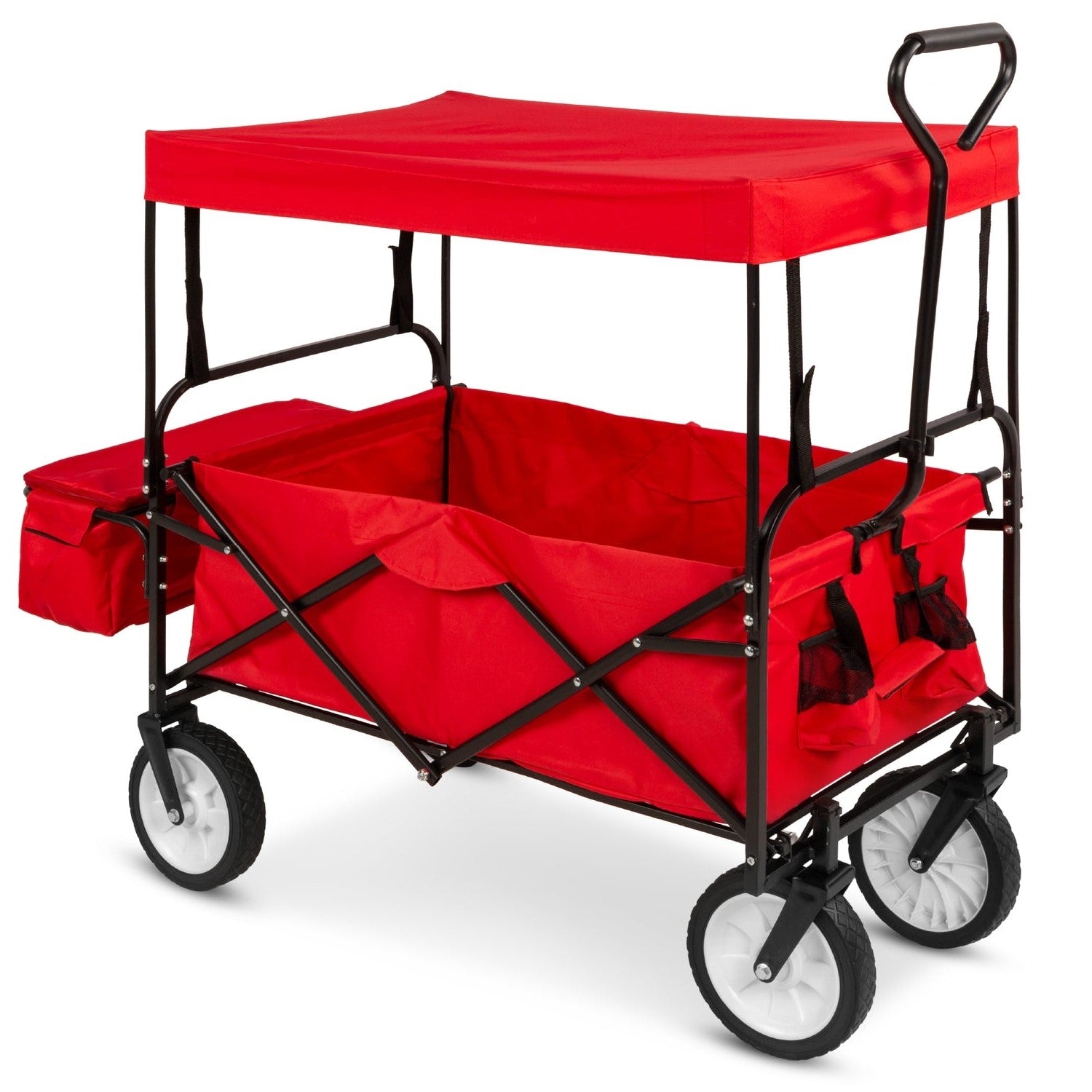 Collapsible Utility Wagon Cart Indoor/Outdoor with Canopy - Red LuxuryLifeWay Online Store