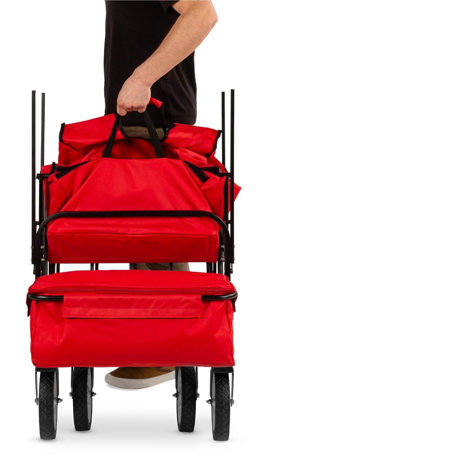 Collapsible Utility Wagon Cart Indoor/Outdoor with Canopy - Red LuxuryLifeWay Online Store
