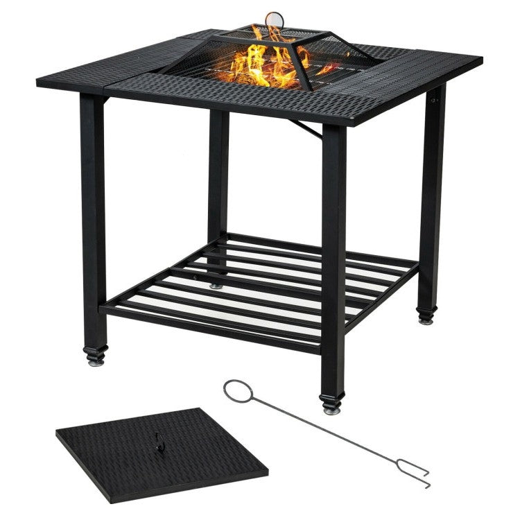 4 in 1 Square Fire Pit, Grill Cooking BBQ Grate, Ice Bucket, Dining Table LuxuryLifeWay Online Store