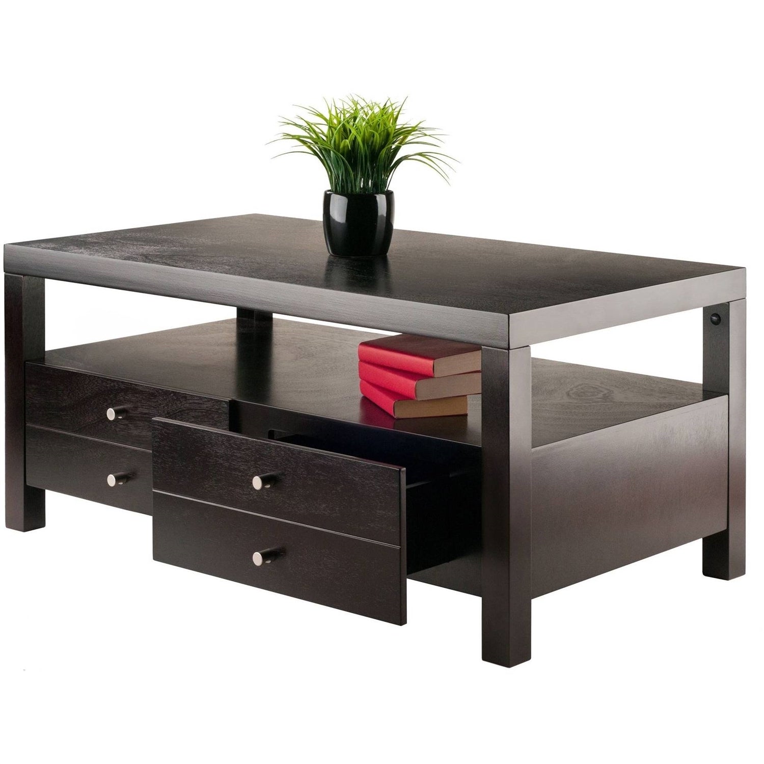 Modern Espresso 2 Drawer Coffee Table LuxuryLifeWay Online Store