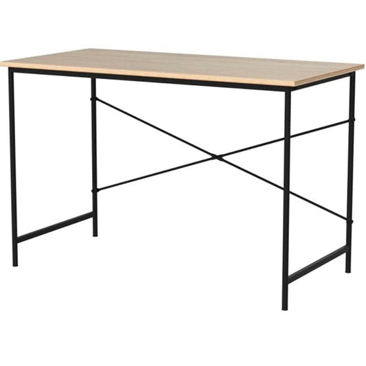 Modern Home Office Computer Desk Table with Black Metal Frame Wood Top in Oak LuxuryLifeWay Online Store
