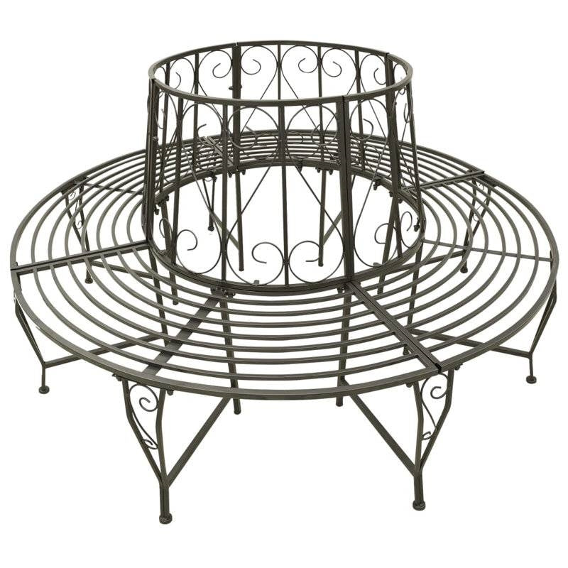 Roundabout Circular Outdoor Garden Tree Bench in Heavy Duty Grey Steel LuxuryLifeWay Online Store