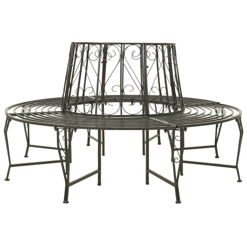 Roundabout Circular Outdoor Garden Tree Bench in Heavy Duty Grey Steel LuxuryLifeWay Online Store