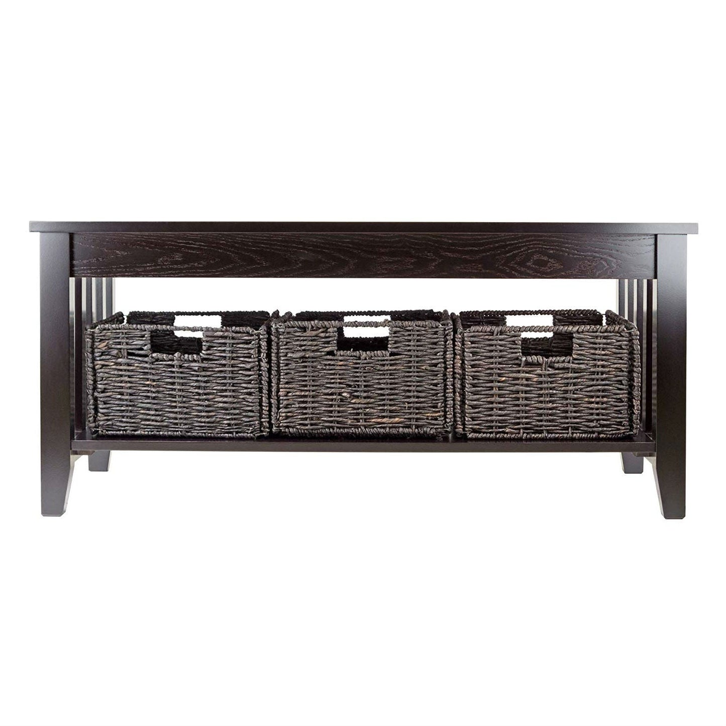 Espresso 2 Tier Coffee Occasional Table with 3 Storage Baskets LuxuryLifeWay Online Store