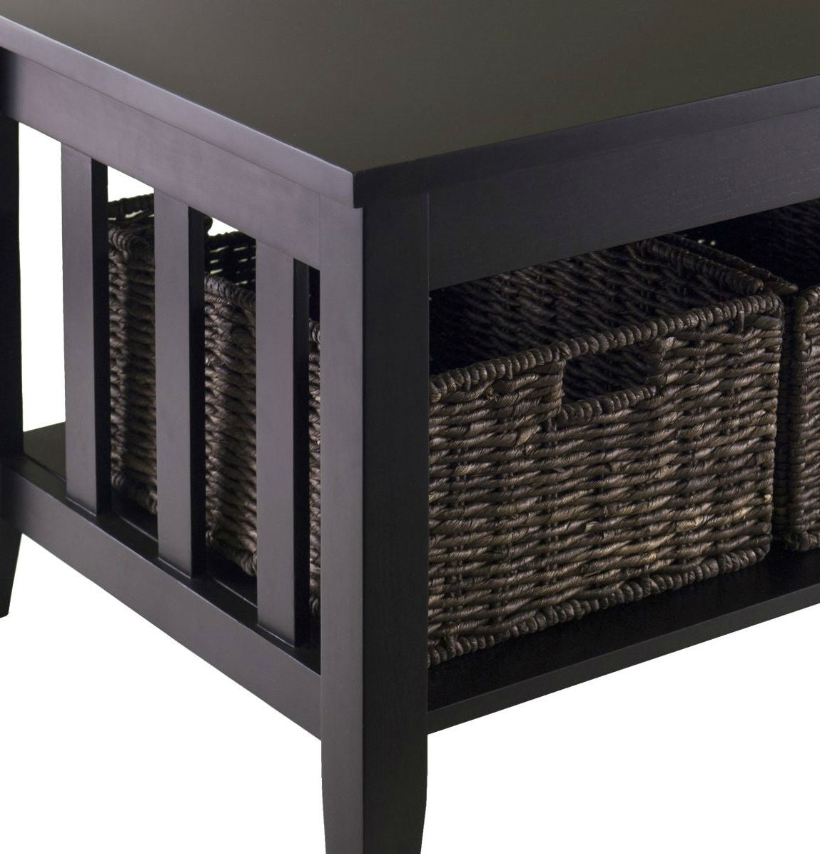 Espresso 2 Tier Coffee Occasional Table with 3 Storage Baskets LuxuryLifeWay Online Store