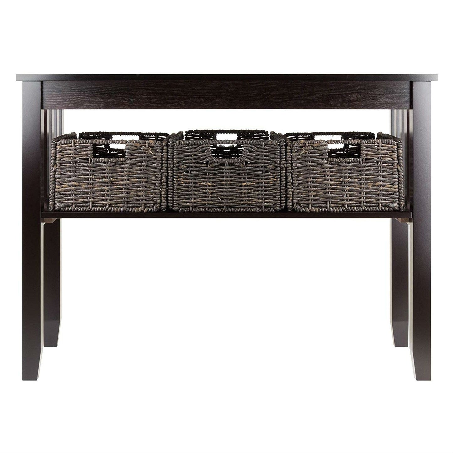 Espresso 2 Tier Entryway Hall Console Table with 3 Storage Baskets LuxuryLifeWay Online Store