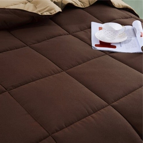 Twin/Twin XL Traditional Microfiber Reversible 3 Piece Comforter Set in Brown LuxuryLifeWay Online Store