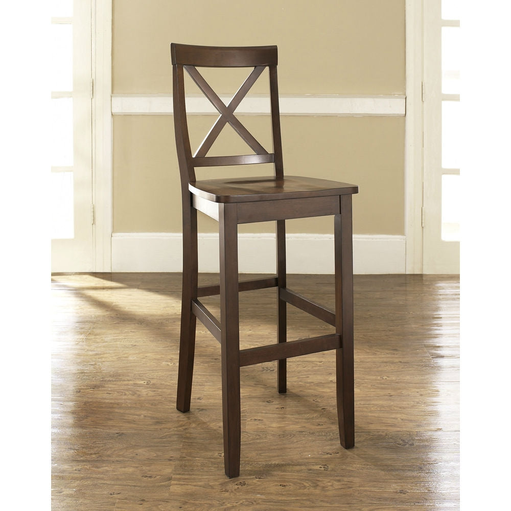 Set of 2 - X-Back 30-inch Solid Wood Barstool in Mahogany Finish LuxuryLifeWay Online Store