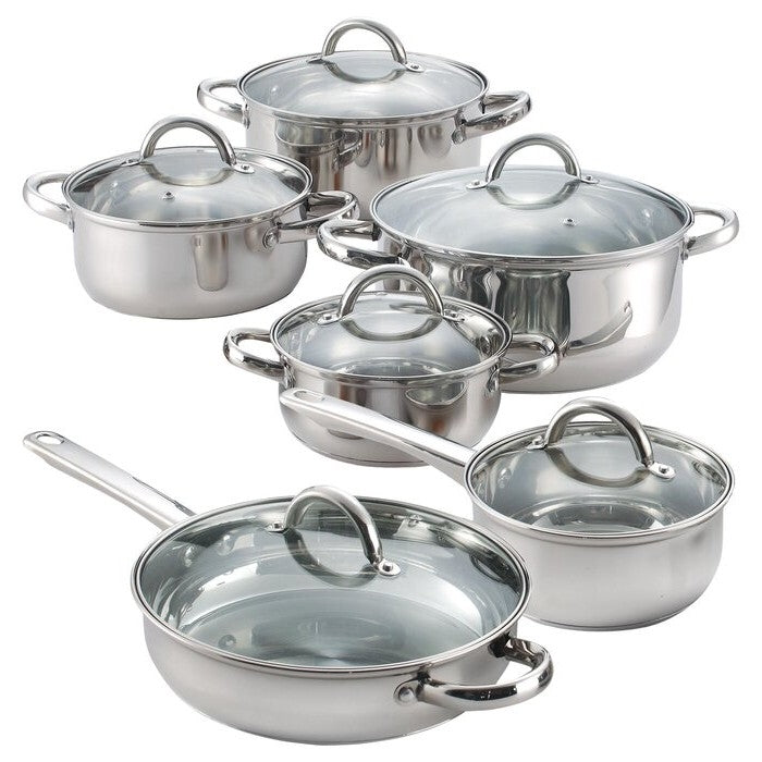 12 Piece Cool Touch Stainless Steel Cookware Set LuxuryLifeWay Online Store