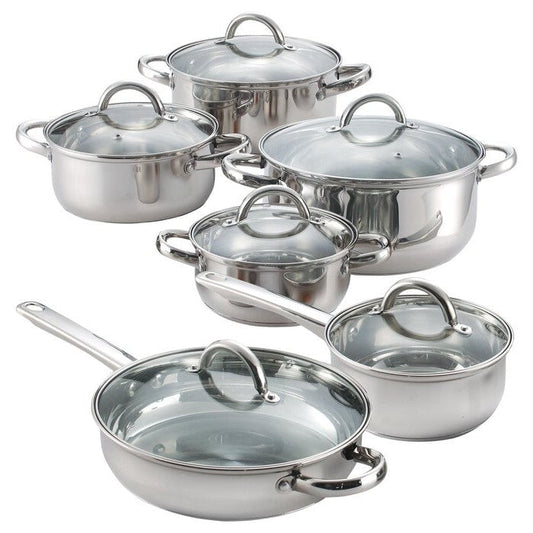 12 Piece Cool Touch Stainless Steel Cookware Set LuxuryLifeWay Online Store