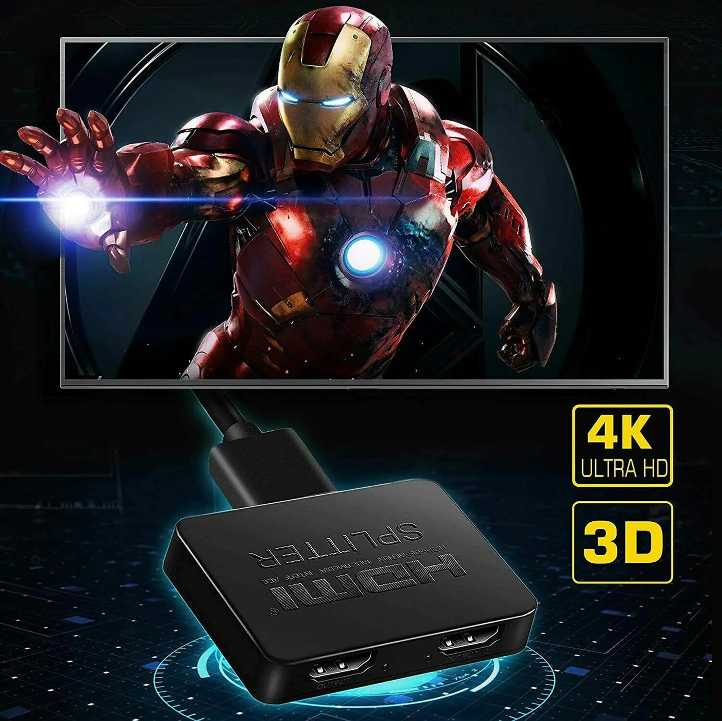 HDMI Splitter 1 In 2 Out 4K HDMI Splitter 1 To 2 Amplifier For Full HD 1080P 3D