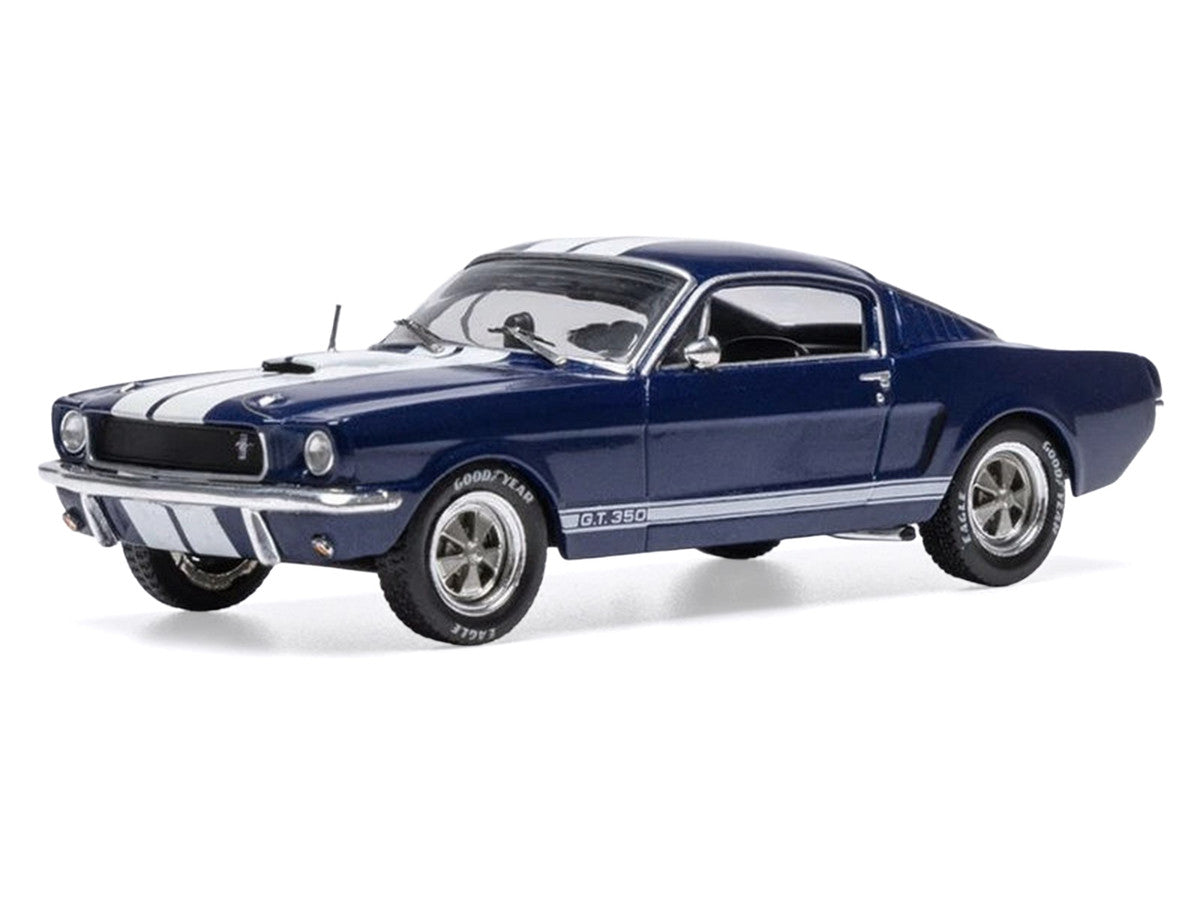 1965 Shelby GT350 Dark Blue Metallic with White Stripes 1/43 Diecast Model by IXO Models LuxuryLifeWay Online Store
