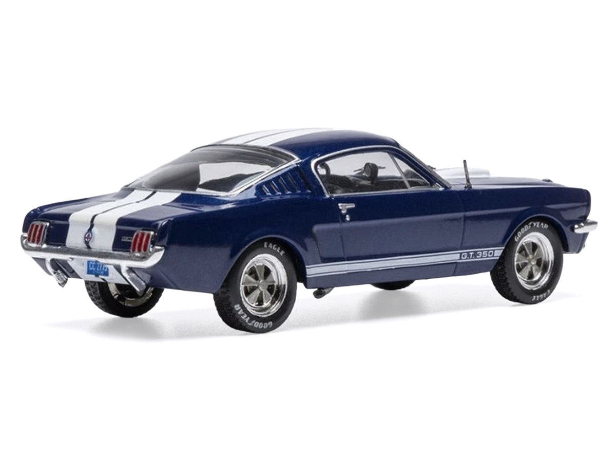 1965 Shelby GT350 Dark Blue Metallic with White Stripes 1/43 Diecast Model by IXO Models LuxuryLifeWay Online Store