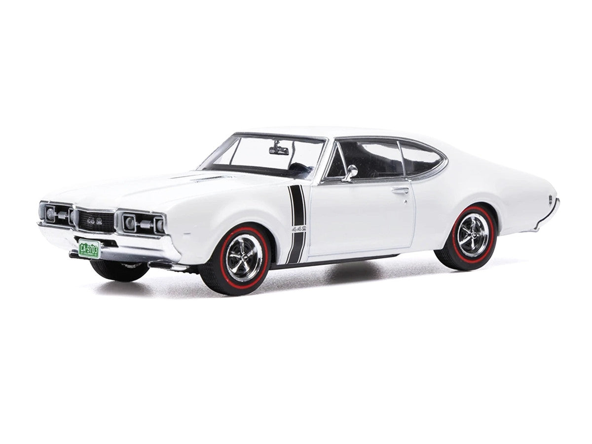 1970 Oldsmobile 442 W-30 Coupe White with Black Stripes 1/43 Diecast Model Car by IXO Models LuxuryLifeWay Online Store