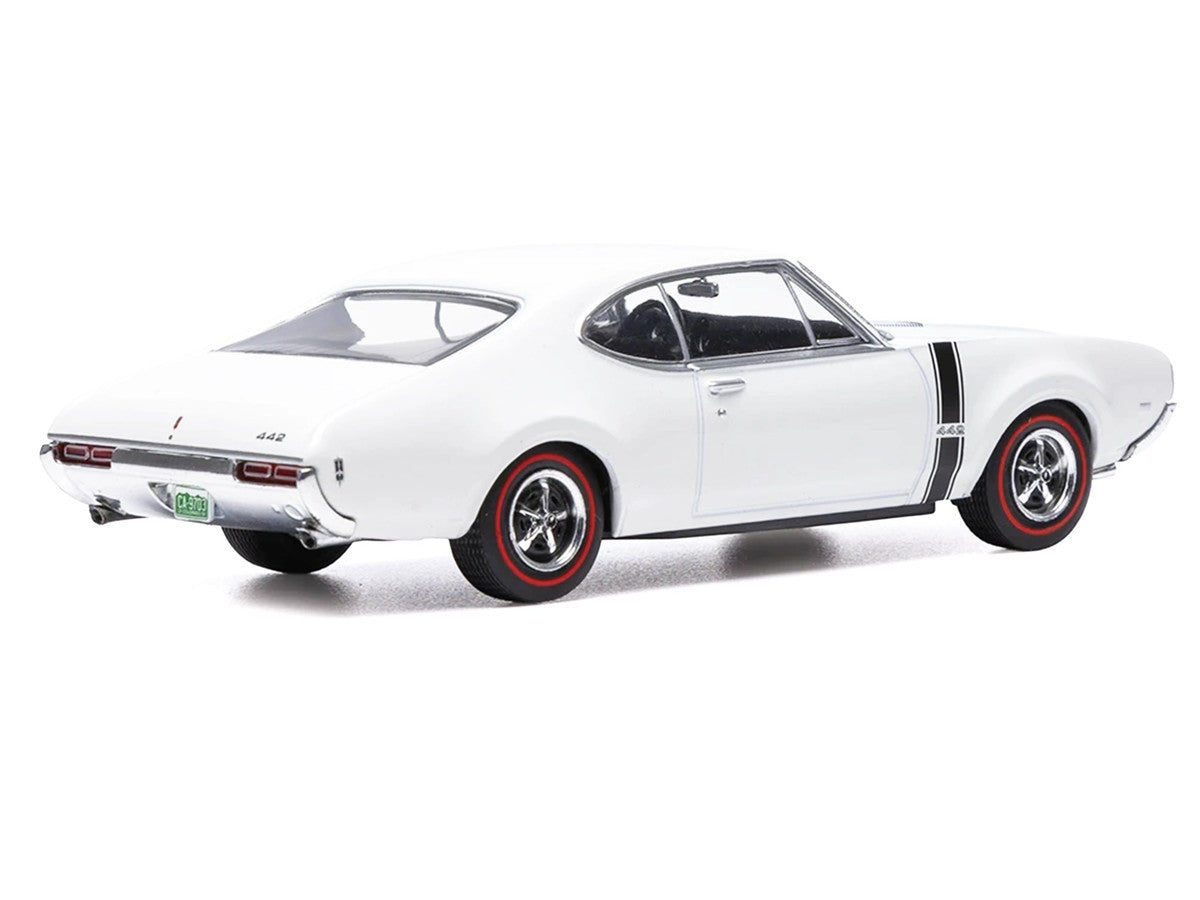 1970 Oldsmobile 442 W-30 Coupe White with Black Stripes 1/43 Diecast Model Car by IXO Models LuxuryLifeWay Online Store