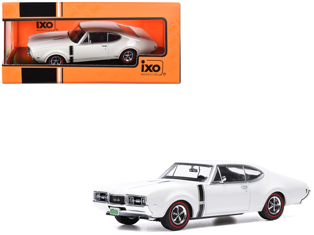 1970 Oldsmobile 442 W-30 Coupe White with Black Stripes 1/43 Diecast Model Car by IXO Models LuxuryLifeWay Online Store