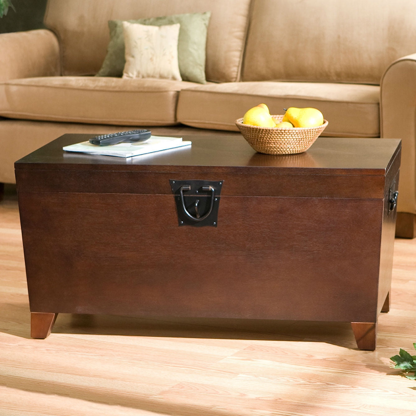Contemporary Lift Top Coffee Table Storage Trunk in Espresso Finish LuxuryLifeWay Online Store