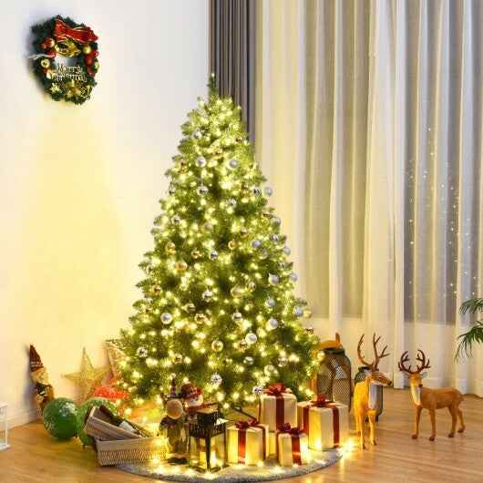 6/7/8 Feet Hinged Christmas Tree with PVC Branch Tips Warm White LED Lights-6 ft