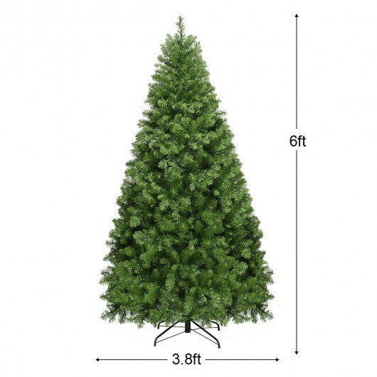 6/7/8 Feet Hinged Christmas Tree with PVC Branch Tips Warm White LED Lights-6 ft