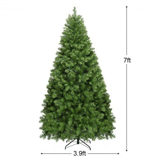 6/7/8 Feet Hinged Christmas Tree with PVC Branch Tips Warm White LED Lights-6 ft