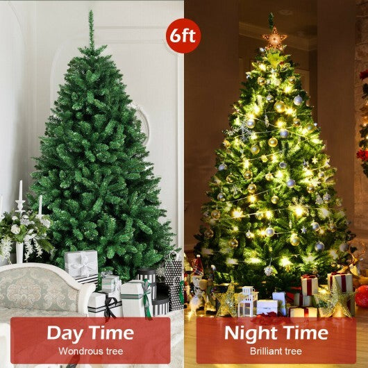 6 Feet Hinged Artificial Christmas Tree with Solid Metal Stand LuxuryLifeWay Online Store