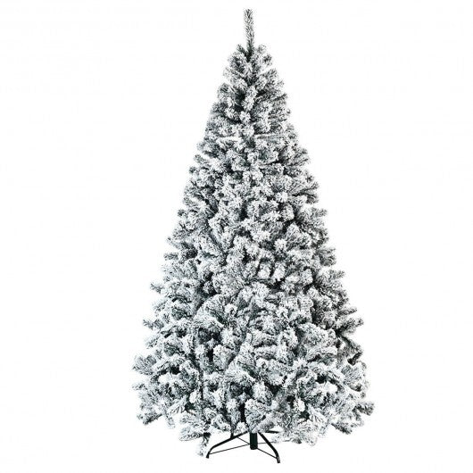 7.5 Feet Snow Flocked Hinged Artificial Christmas Tree without Lights - Color: White - Size: 7.5 ft LuxuryLifeWay Online Store