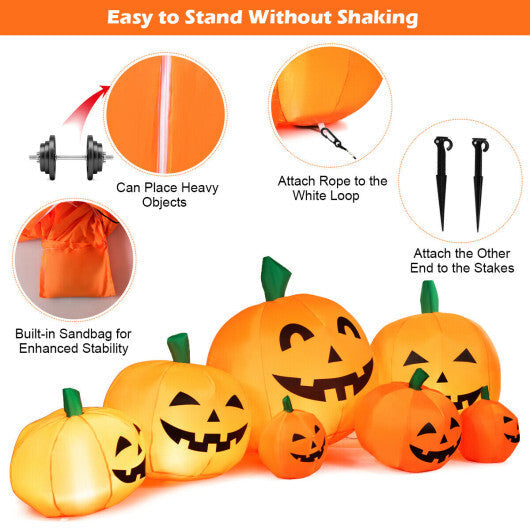 7.5 Feet Halloween Inflatable 7 Pumpkins Patch with LED Lights LuxuryLifeWay Online Store