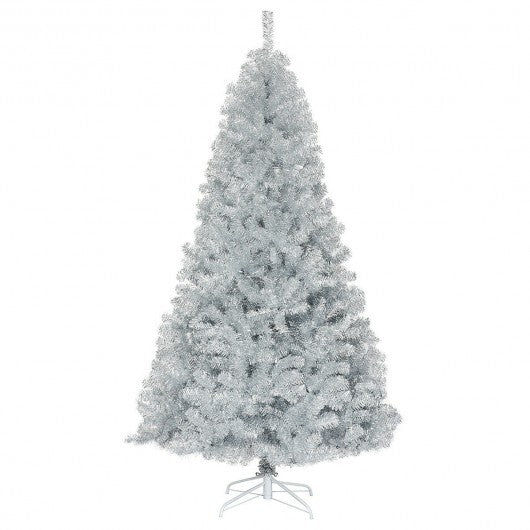 7.5 Ft Hinged Unlit Artificial Silver Tinsel Christmas Tree LuxuryLifeWay Online Store