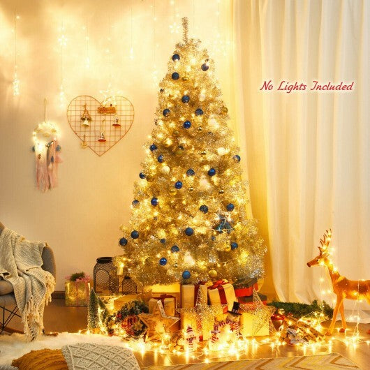 7.5 Ft Hinged Unlit Artificial Silver Tinsel Christmas Tree LuxuryLifeWay Online Store