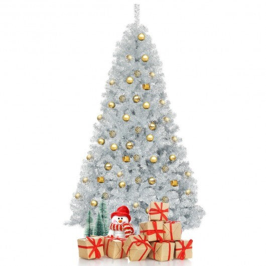 7.5 Ft Hinged Unlit Artificial Silver Tinsel Christmas Tree LuxuryLifeWay Online Store