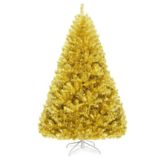 6/7.5 Feet Artificial Tinsel Christmas Tree Hinged with Foldable Stand-6 ft LuxuryLifeWay Online Store