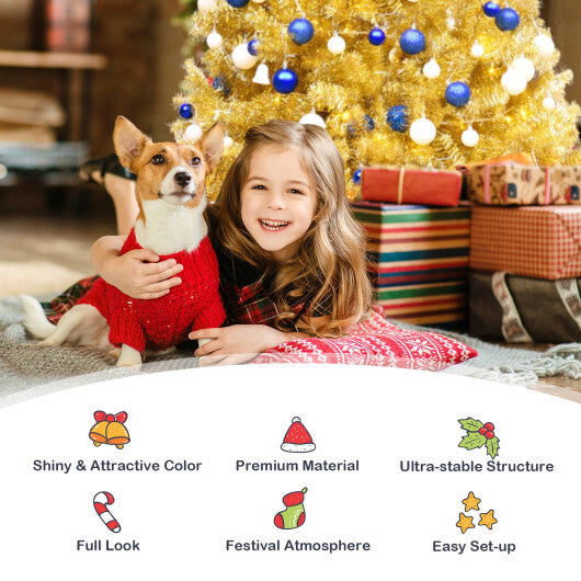 6/7.5 Feet Artificial Tinsel Christmas Tree Hinged with Foldable Stand-6 ft LuxuryLifeWay Online Store