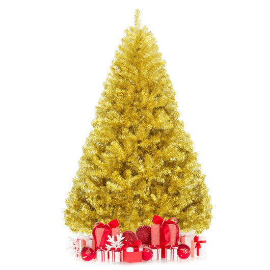 6/7.5 Feet Artificial Tinsel Christmas Tree Hinged with Foldable Stand-6 ft LuxuryLifeWay Online Store