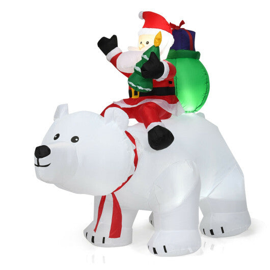 6.5 Feet Christmas Inflatable Santa Riding Polar Bear with Shaking Head LED Lights LuxuryLifeWay Online Store