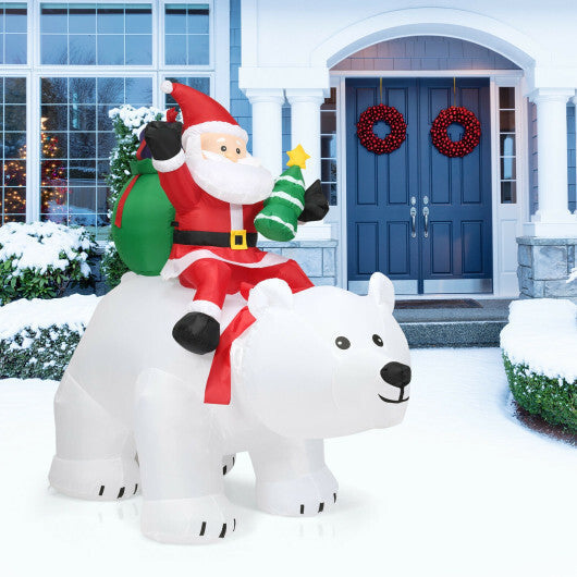 6.5 Feet Christmas Inflatable Santa Riding Polar Bear with Shaking Head LED Lights LuxuryLifeWay Online Store
