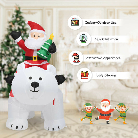6.5 Feet Christmas Inflatable Santa Riding Polar Bear with Shaking Head LED Lights LuxuryLifeWay Online Store