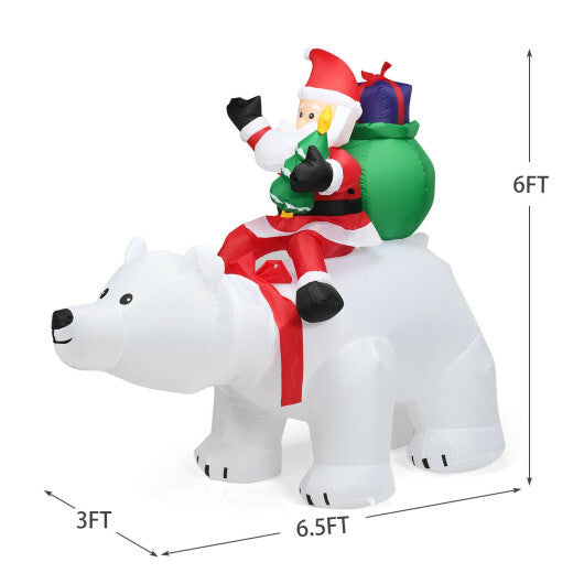 6.5 Feet Christmas Inflatable Santa Riding Polar Bear with Shaking Head LED Lights LuxuryLifeWay Online Store