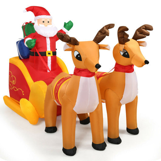7.5 Feet Waterproof Outdoor Inflatable Santa with Double Deer and Sled LuxuryLifeWay Online Store
