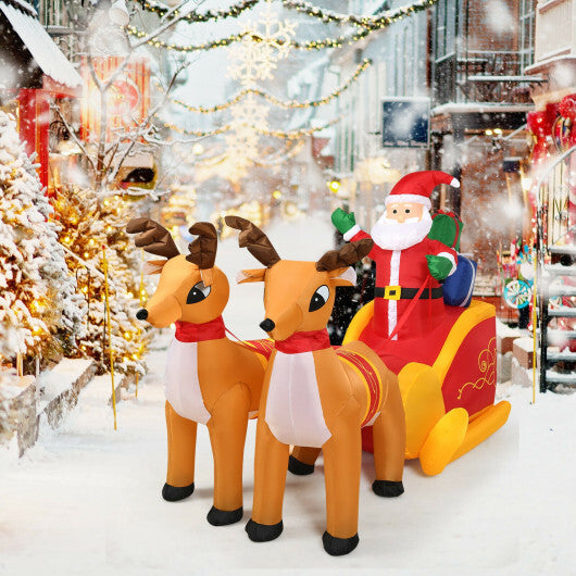 7.5 Feet Waterproof Outdoor Inflatable Santa with Double Deer and Sled LuxuryLifeWay Online Store