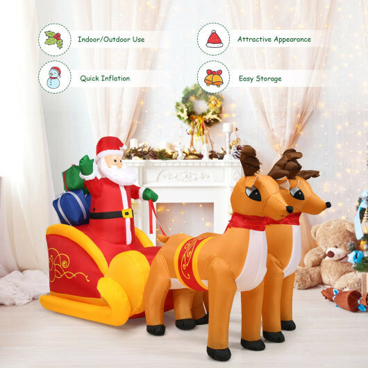 7.5 Feet Waterproof Outdoor Inflatable Santa with Double Deer and Sled LuxuryLifeWay Online Store