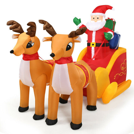 7.5 Feet Waterproof Outdoor Inflatable Santa with Double Deer and Sled LuxuryLifeWay Online Store