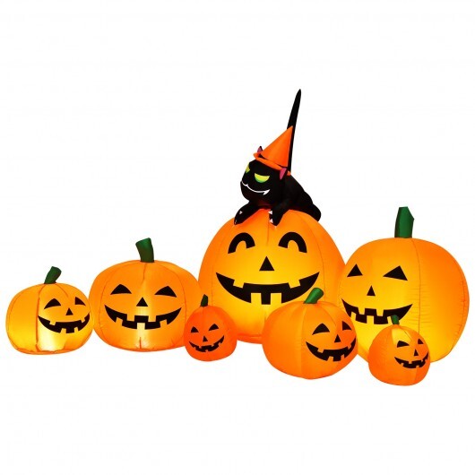 Halloween 7.5 Feet Inflatable Pumpkin Combo with Witch Black Cat LuxuryLifeWay Online Store