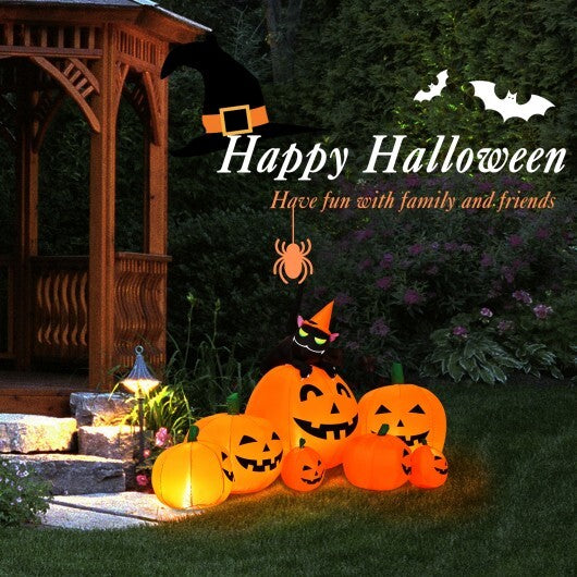 Halloween 7.5 Feet Inflatable Pumpkin Combo with Witch Black Cat LuxuryLifeWay Online Store