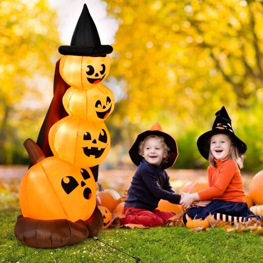 7 Feet Halloween Inflatable Pumpkin Combo with Witch's Hat and LED Lights LuxuryLifeWay Online Store